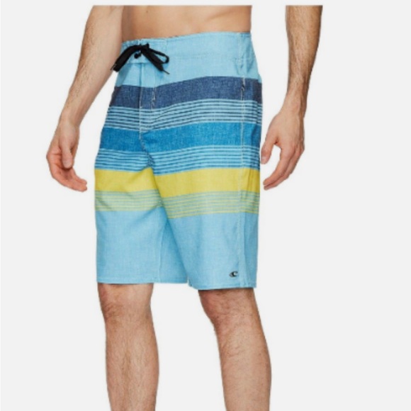 O’Neill Brisbane Men’s Board Shorts Size 40 Teal Blue Yellow Surf Swim Trunks - Picture 9 of 9